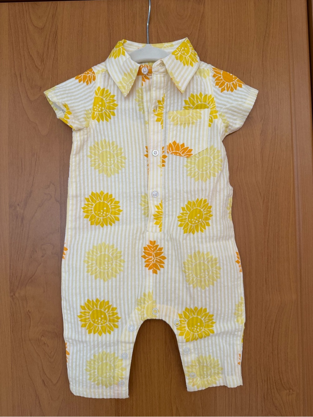 Monica + Andy Moto Romper Sunflower Burst Short Sleeve Baby One Piece NWOT